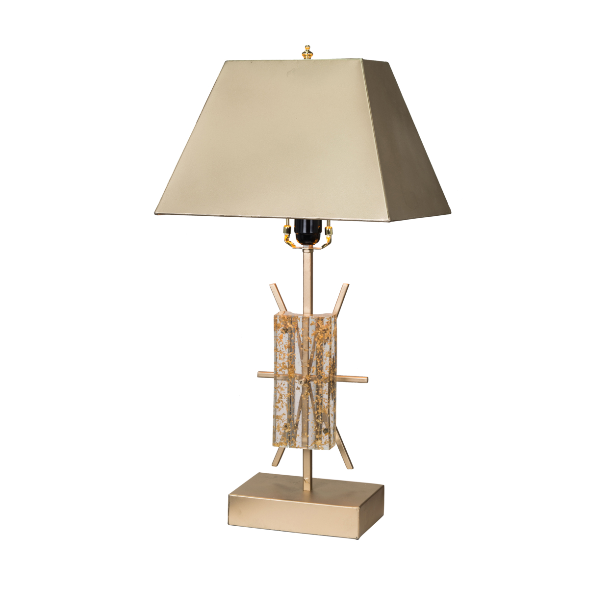 26 Inch Modern Accent Table Lamp, Metal And Acrylic Frame, Champagne Gold, Saltoro Sherpi