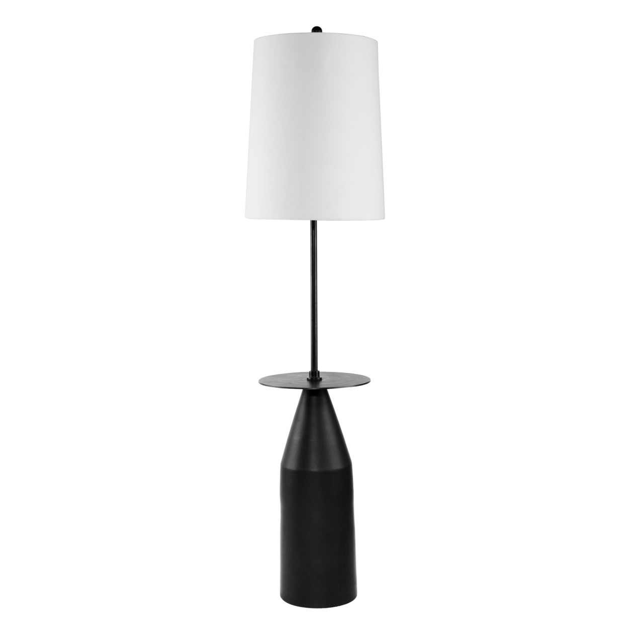 61 Inch Modern Floor Lamp, Round Drum Shade, Aluminum Frame, White, Black, Saltoro Sherpi
