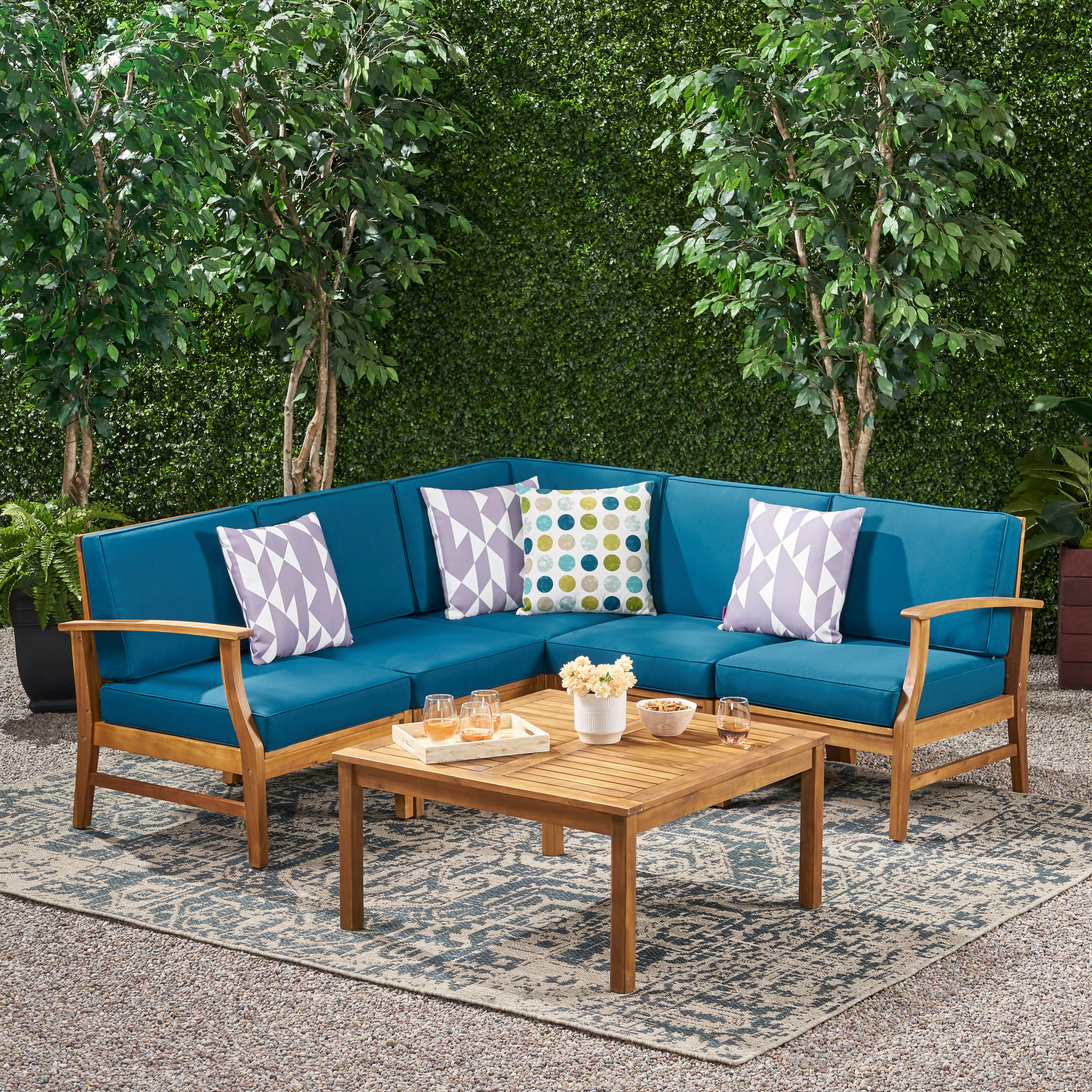 Capri 6pc Outdoor Sofa Set With Cushions - Blue