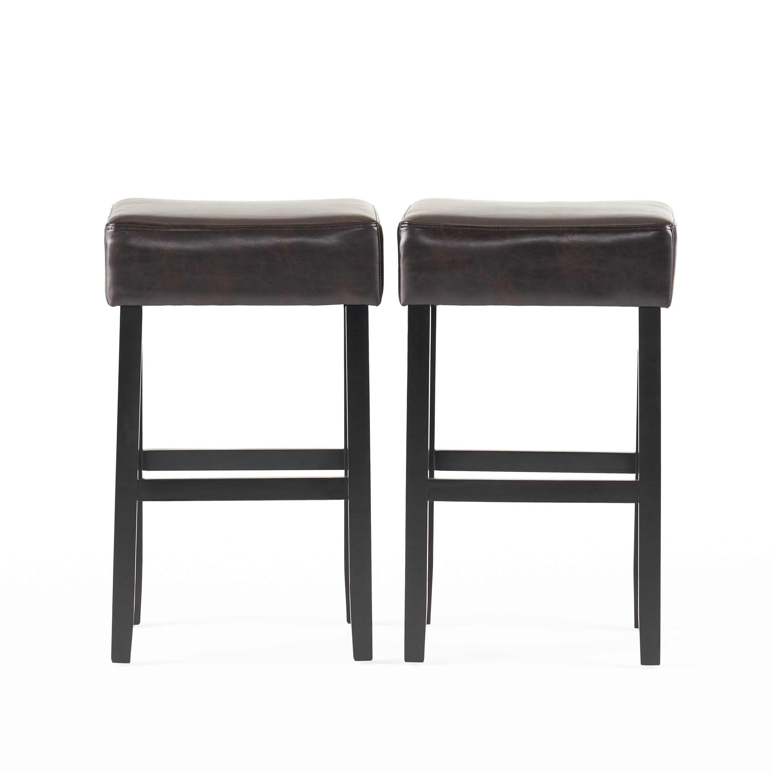 Duff Brown Leather Bar Stool (Set Of 2)