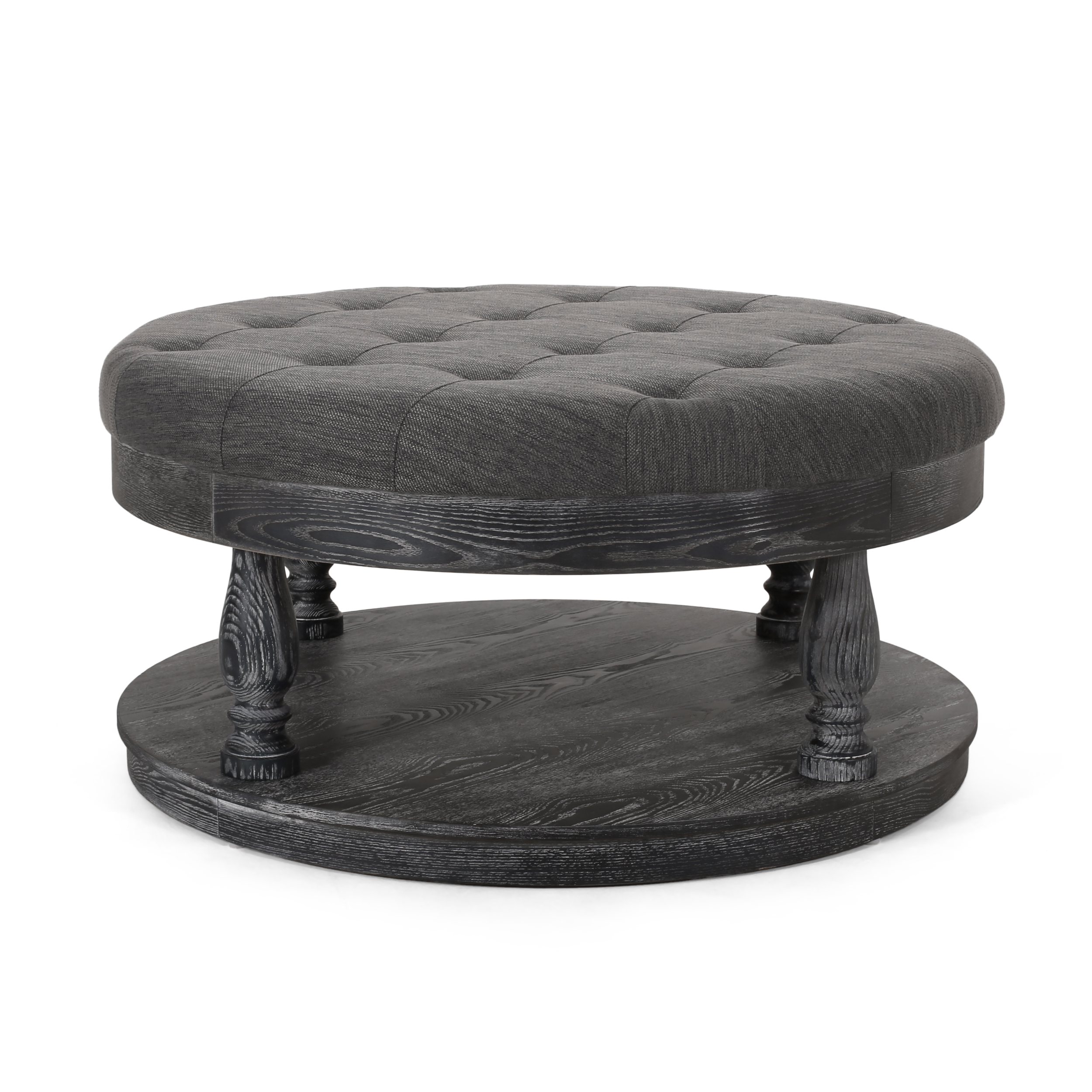 Andrue Contemporary Upholstered Round Ottoman - Gray/charcoal