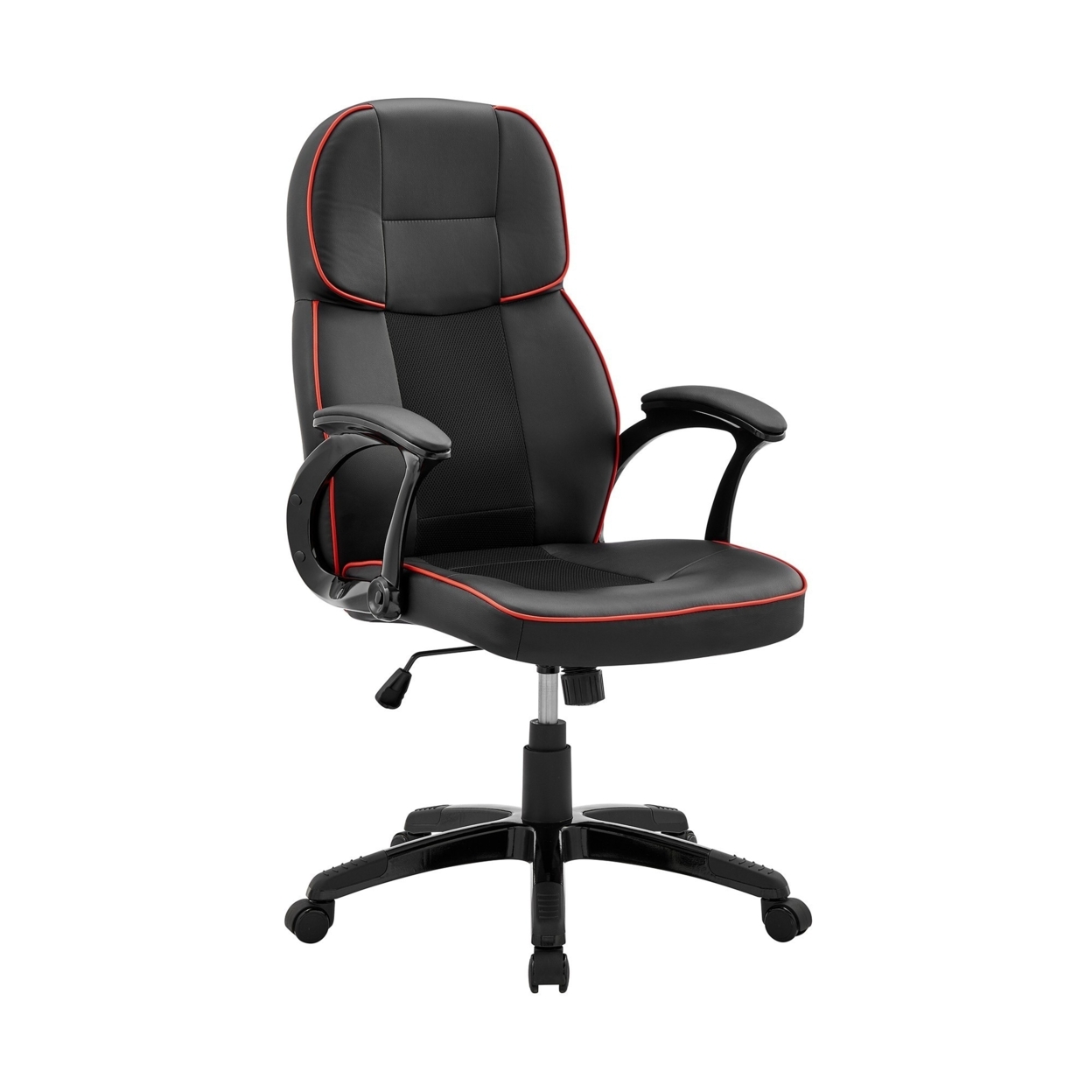 Vic 26 Inch Ergonomic Gaming Office Chair, Red Welt Corded Edges, Black-Saltoro Sherpi
