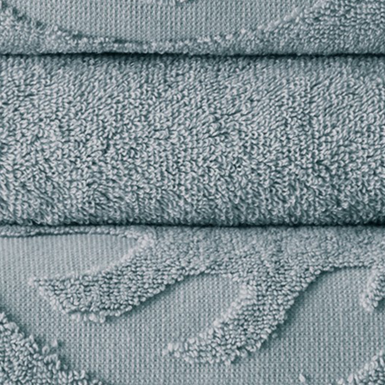 Oya 6 Piece Soft Egyptian Cotton Towel Set, Medallion Pattern, Blue Gray- Saltoro Sherpi