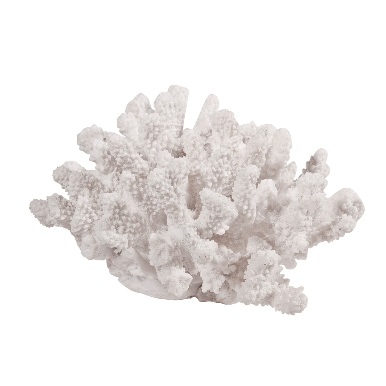 Lily 9 Inch Faux Coral Accent Sculpture, Polyresin Table Decoration, White- Saltoro Sherpi