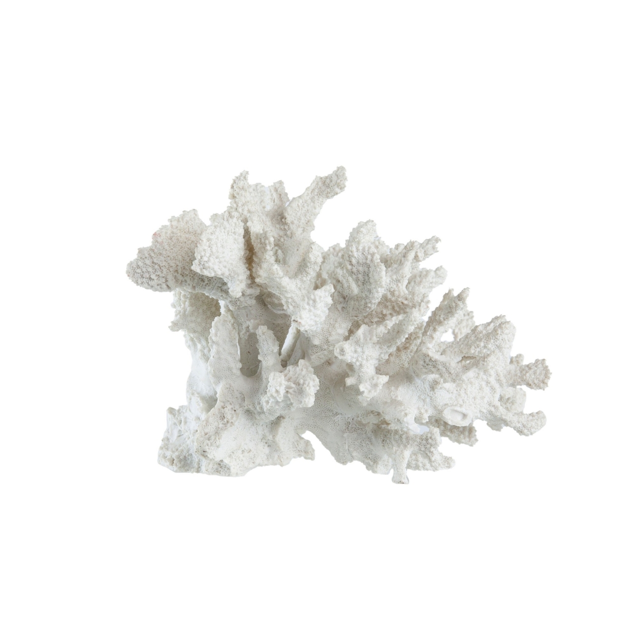 Lily 10 Inch Faux Coral Accent Sculpture, Polyresin Decorative Piece, White- Saltoro Sherpi