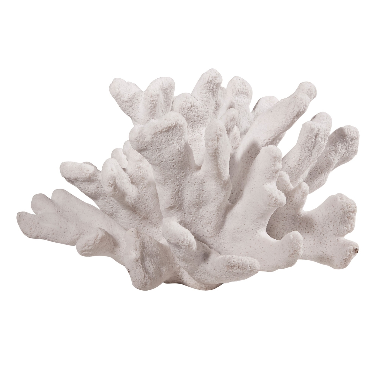 Lily 9 Inch Faux Coral Accent Figurine, Polyresin Tabletop Sculpture, White- Saltoro Sherpi