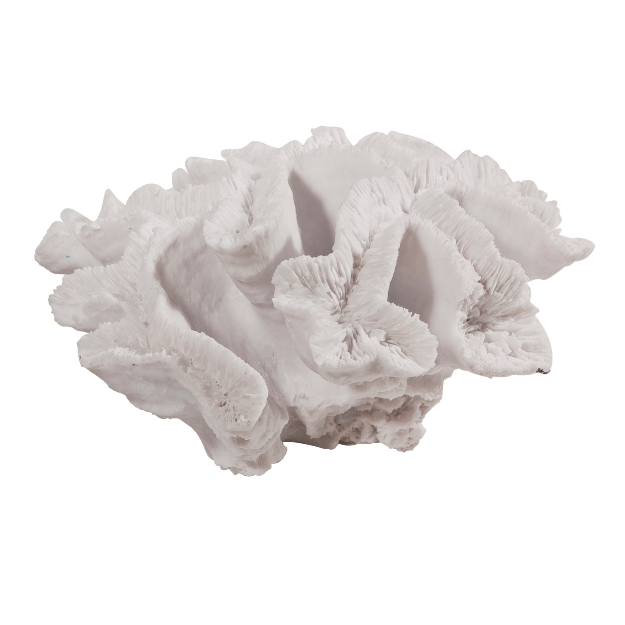 Lily 9 Inch Faux Coral Table Figurine, Polyresin Textured Sculpture, White- Saltoro Sherpi