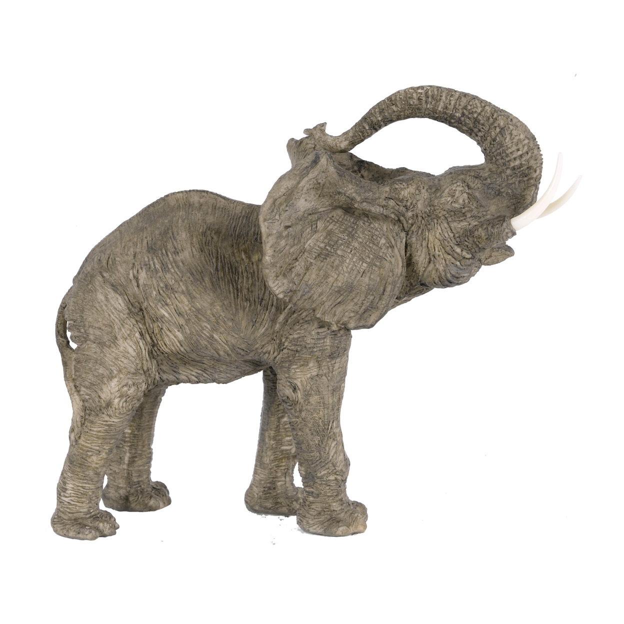 Don 15 Inch Trumpeting Elephant Accent Figurine, Realistic Polyresin, Gray- Saltoro Sherpi