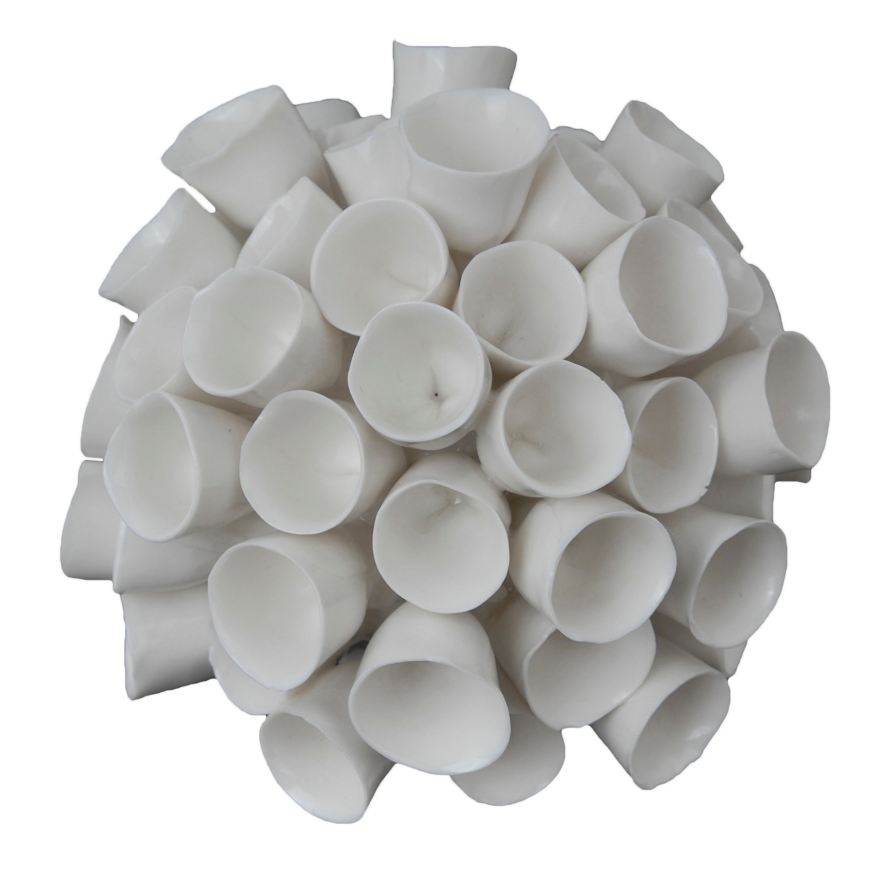 Lily 6 Inch Faux Coral Tabletop Sculpture, Round Ceramic Accent, White- Saltoro Sherpi