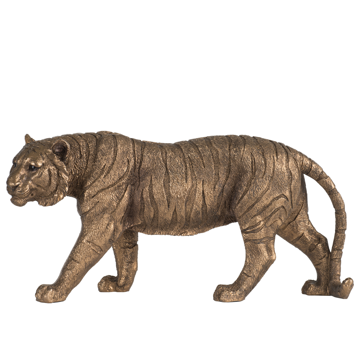 Don 12 Inch Stalking Tiger Accent Figurine, Tabletop Decor, Brown Polyresin- Saltoro Sherpi