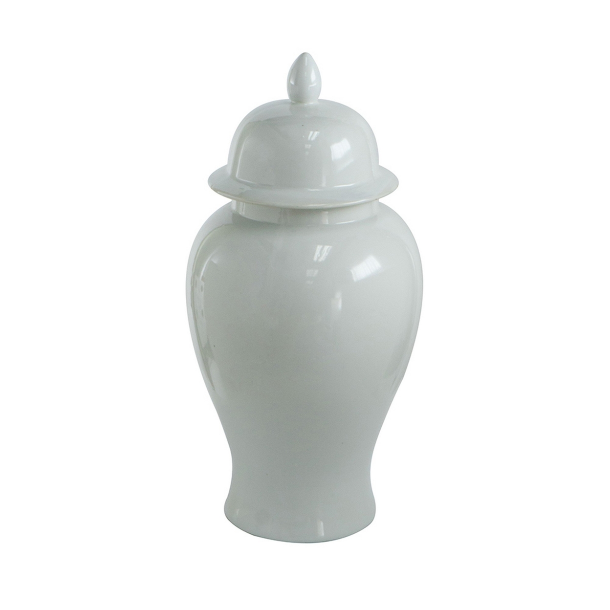 Deva 20 Inch Medium Porcelain Ginger Jar, Classic White Glossy Finish- Saltoro Sherpi