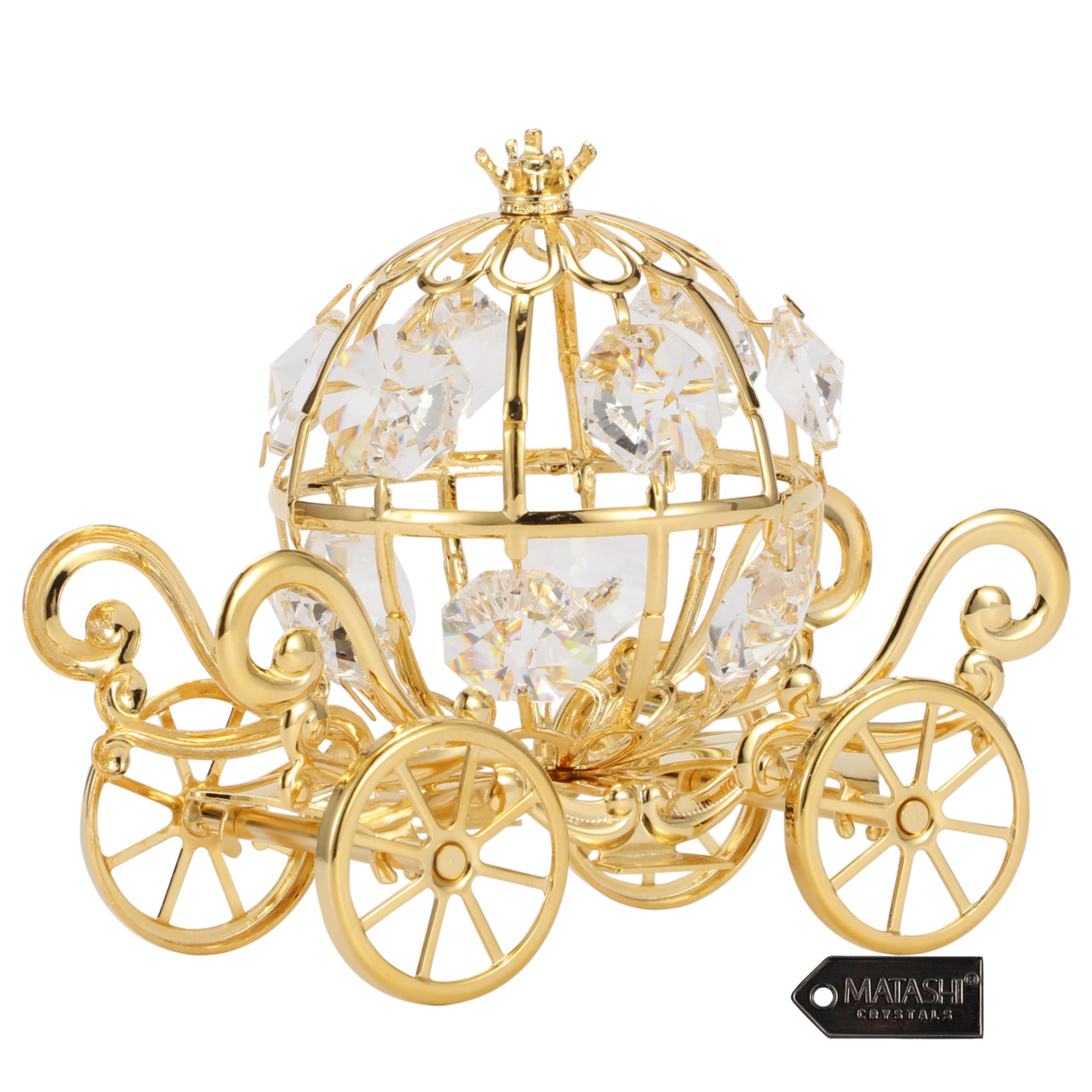 Matashi 24K Gold Plated Crystal Studded Small Cinderella Pumpkin Coach Ornament