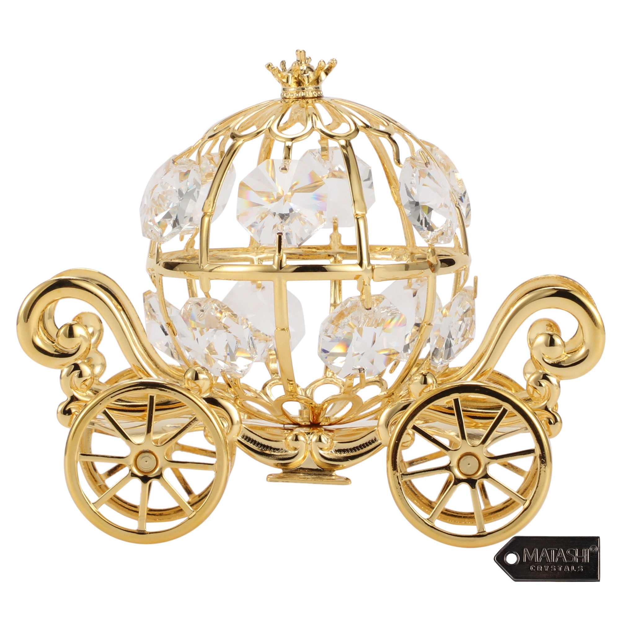 Matashi 24K Gold Plated Crystal Studded Small Cinderella Pumpkin Coach Ornament
