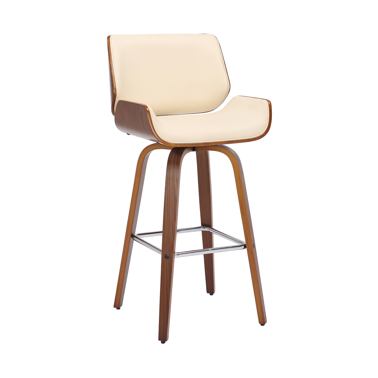 30 Inch Bar Stool With Curved Padded Back And Seat, Brown- Saltoro Sherpi