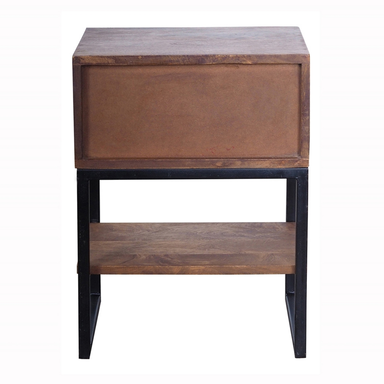 22 Inch Bedside Table Nightstand, Mango Wood, Metal, Natural Brown, Black- Saltoro Sherpi