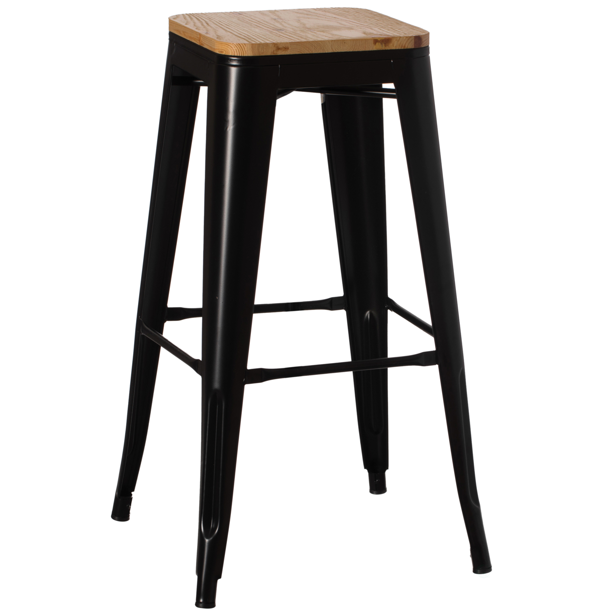 Decorative Accent Bar Stool For Indoor And Outdoor, Wooden Brown And Metal Black - Medium