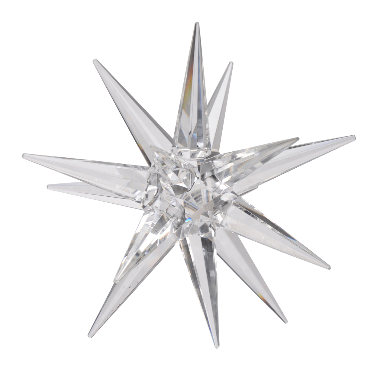 8 Inch Glass Star Accent Decor For Tabletop, Elegant Clear Crystalline- Saltoro Sherpi