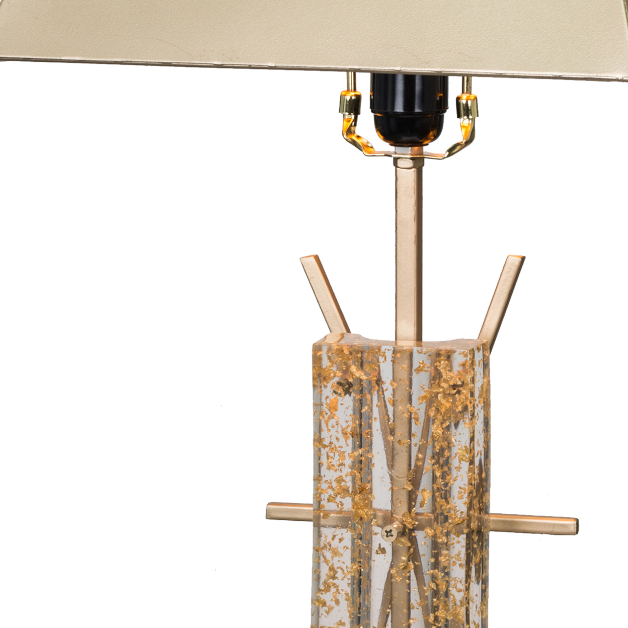 26 Inch Modern Accent Table Lamp, Metal And Acrylic Frame, Champagne Gold, Saltoro Sherpi