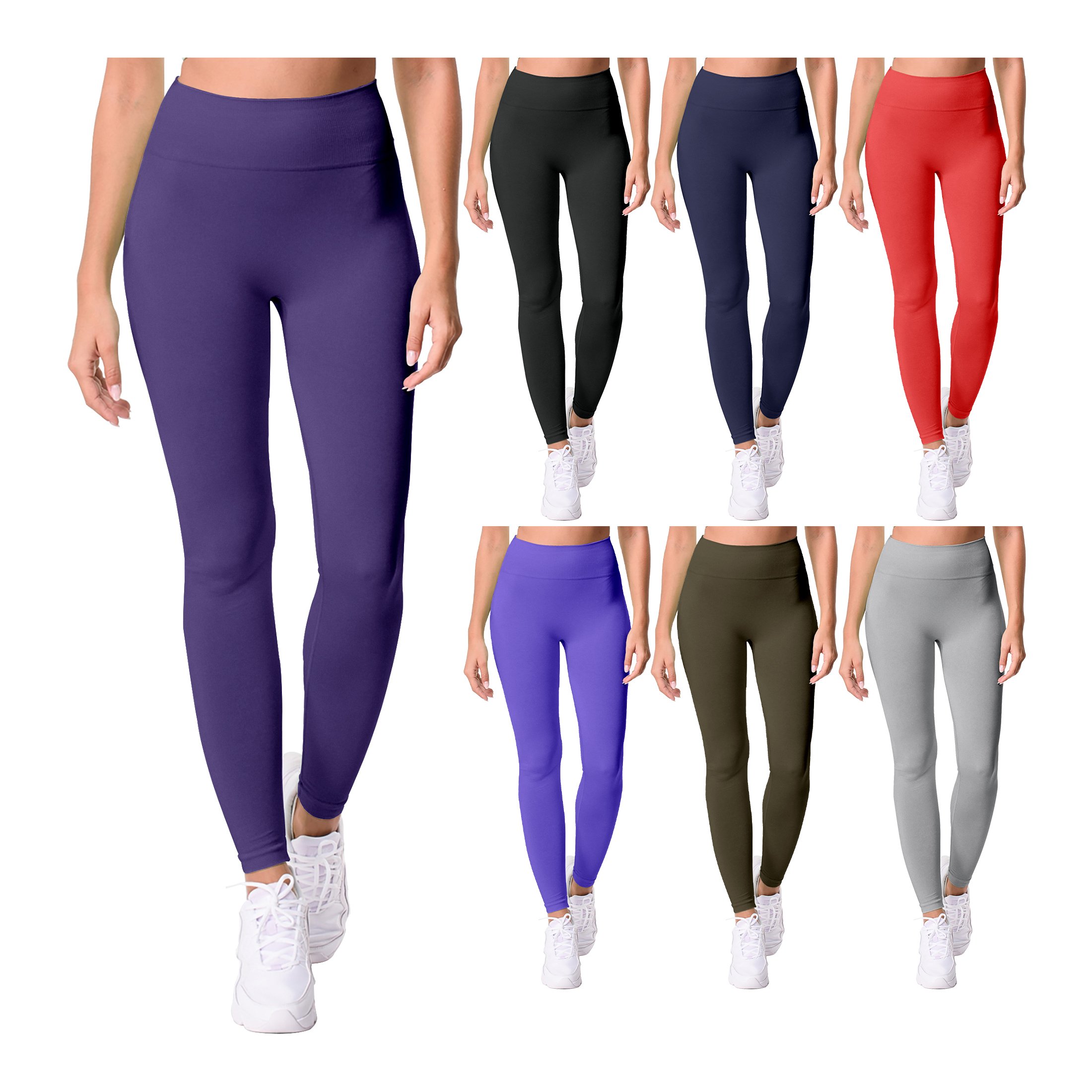 2-Pack: Women's Cozy Fleece-Lined Seamless Workout Leggings Yoga Pants - 3X