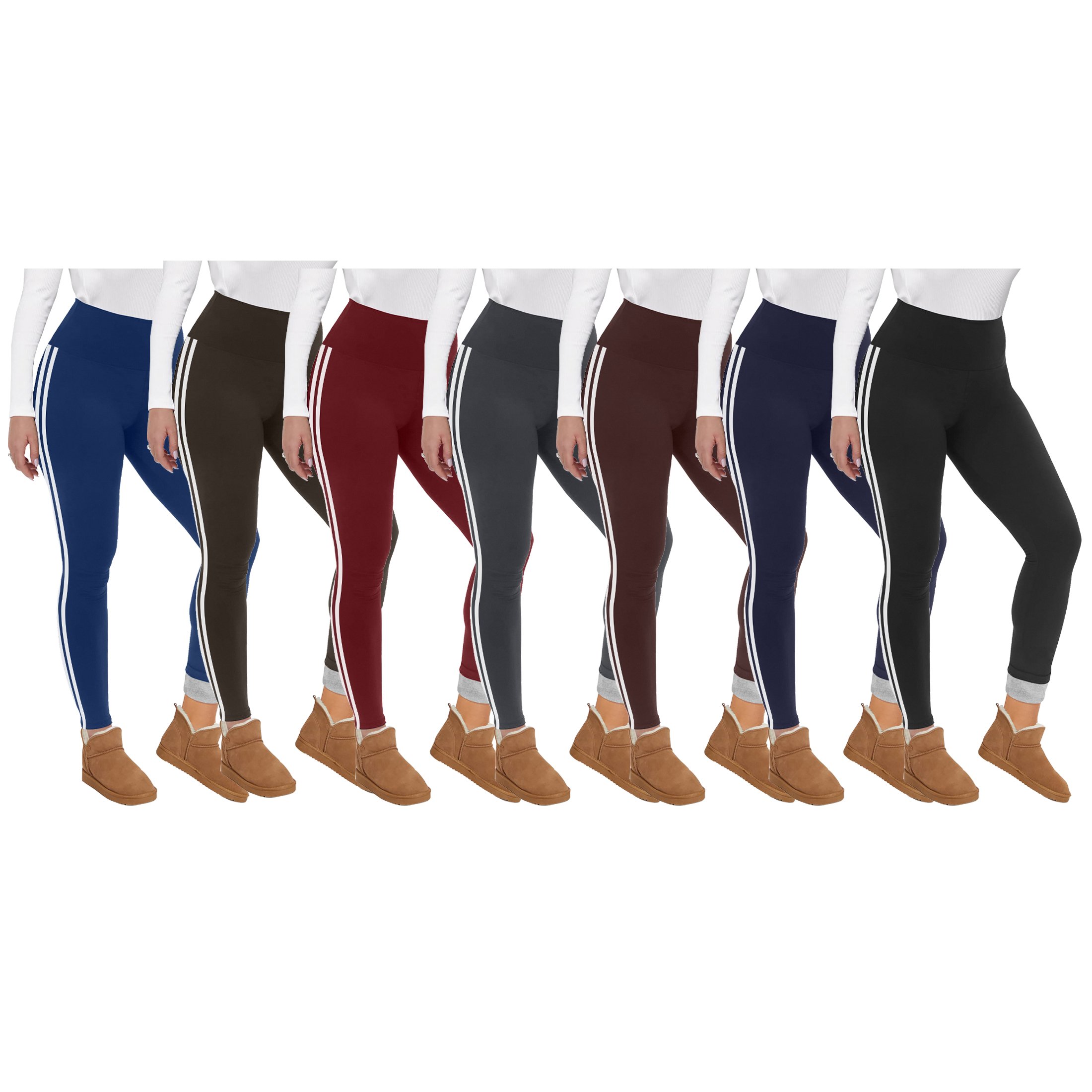 3-Pack: Women's Ultra Soft Fur Lined Yoga Pants High Waisted Leggings - S/M