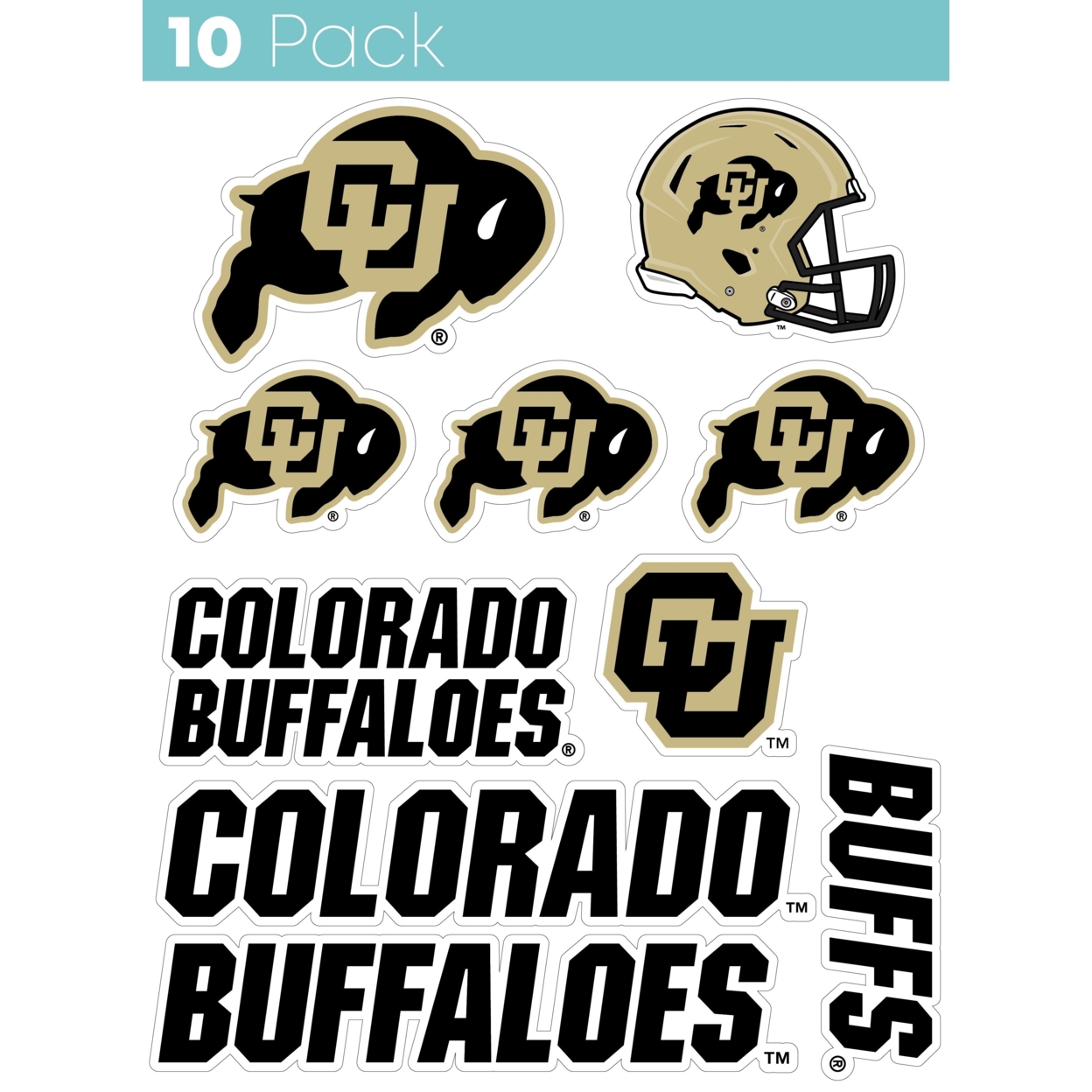 Colorado Buffaloes 10 Pack Collegiate Vinyl Decal StickerÂ 