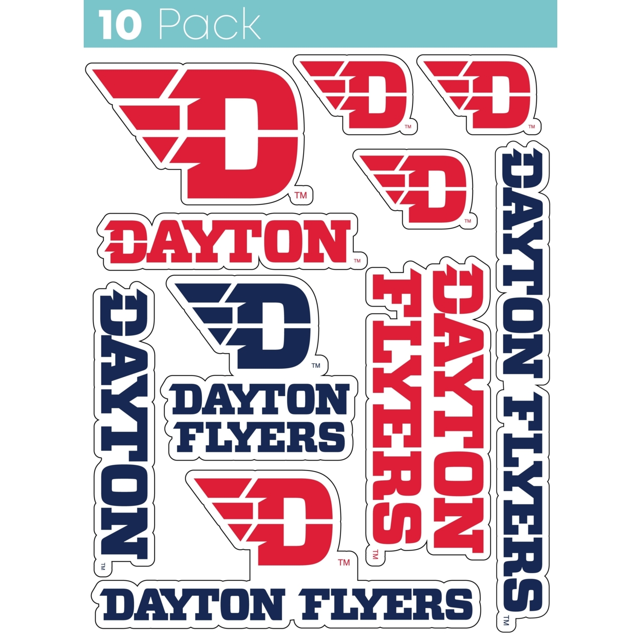 Dayton Flyers 10 Pack Collegiate Vinyl Decal StickerÂ 