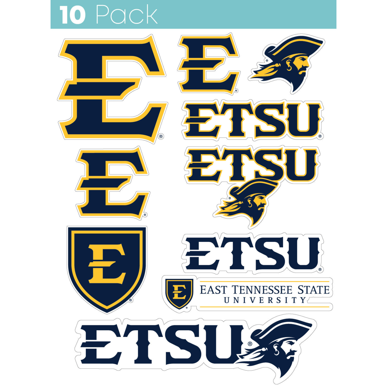 East Tennessee State University 10 Pack Collegiate Vinyl Decal StickerÂ 