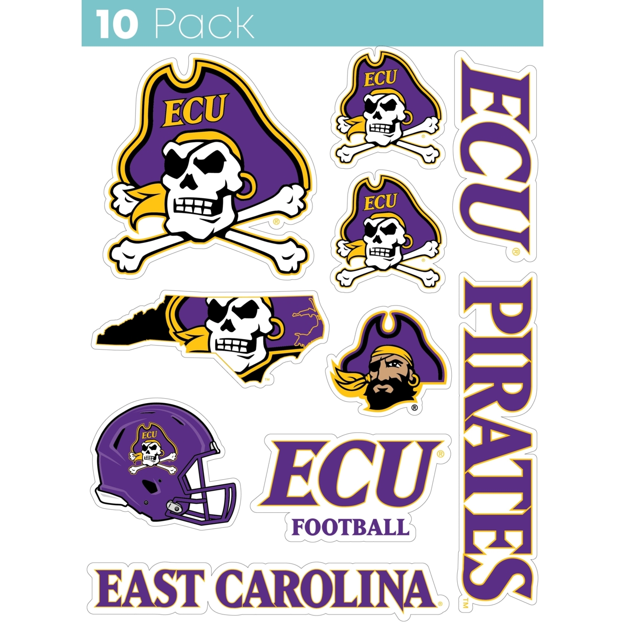 East Carolina Pirates 10 Pack Collegiate Vinyl Decal StickerÂ 