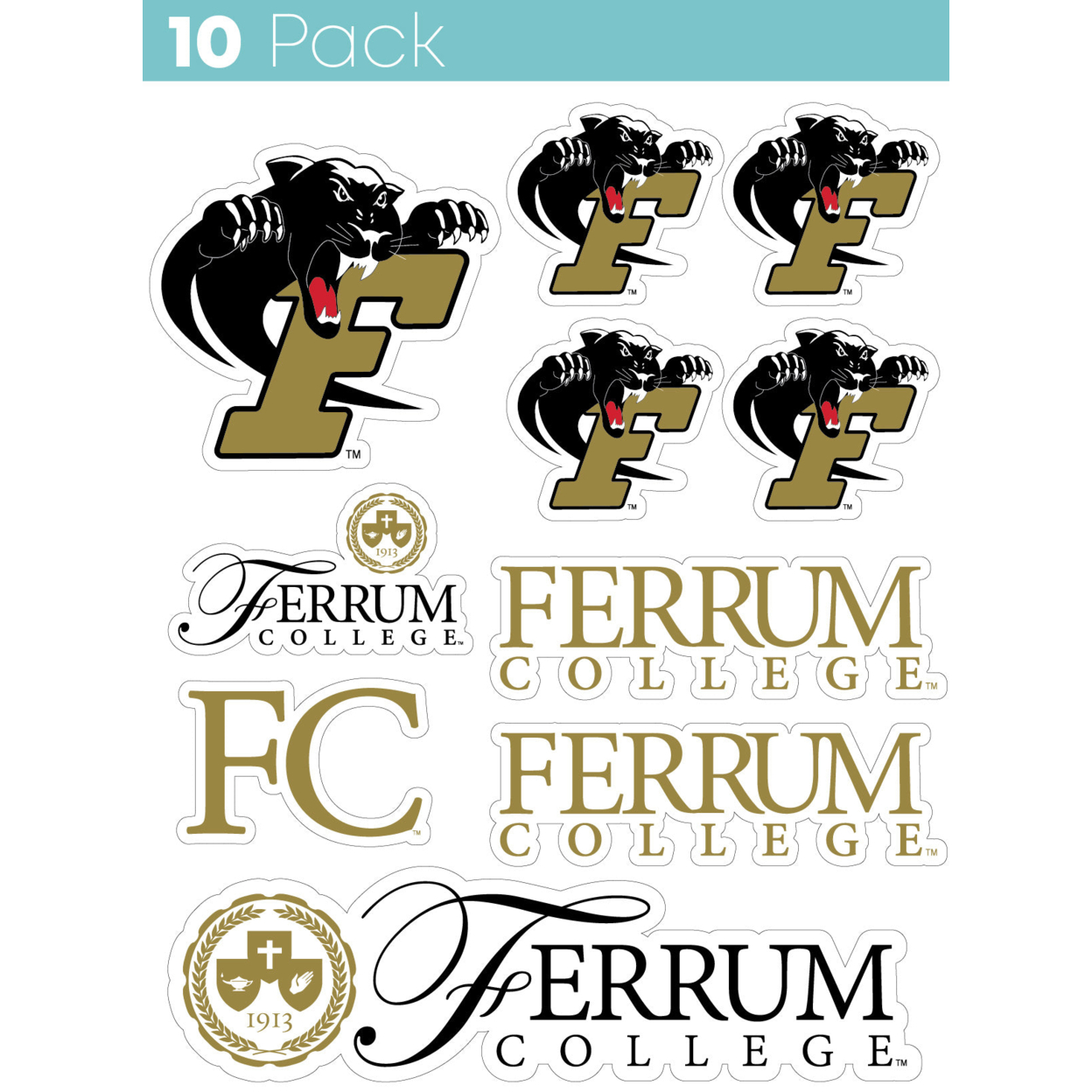 Ferrum College 10 Pack Collegiate Vinyl Decal StickerÂ 