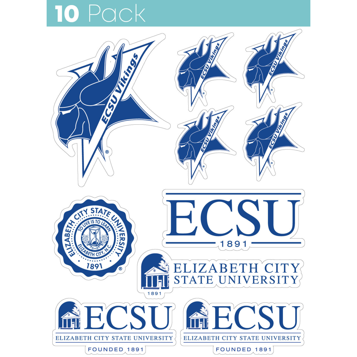 Elizabeth City State University 10 Pack Collegiate Vinyl Decal StickerÂ 