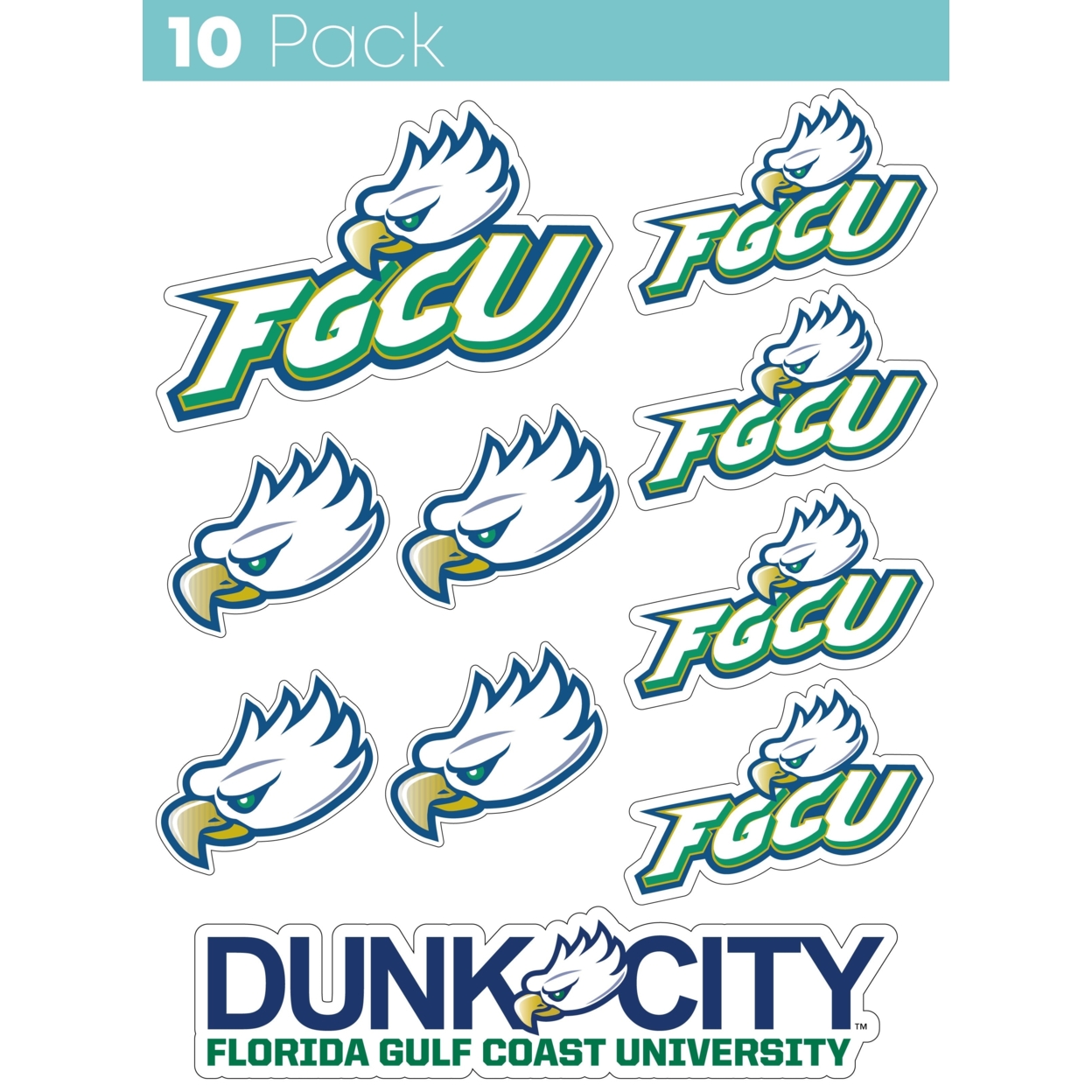 Florida Gulf Coast Eagles 10 Pack Collegiate Vinyl Decal StickerÂ 