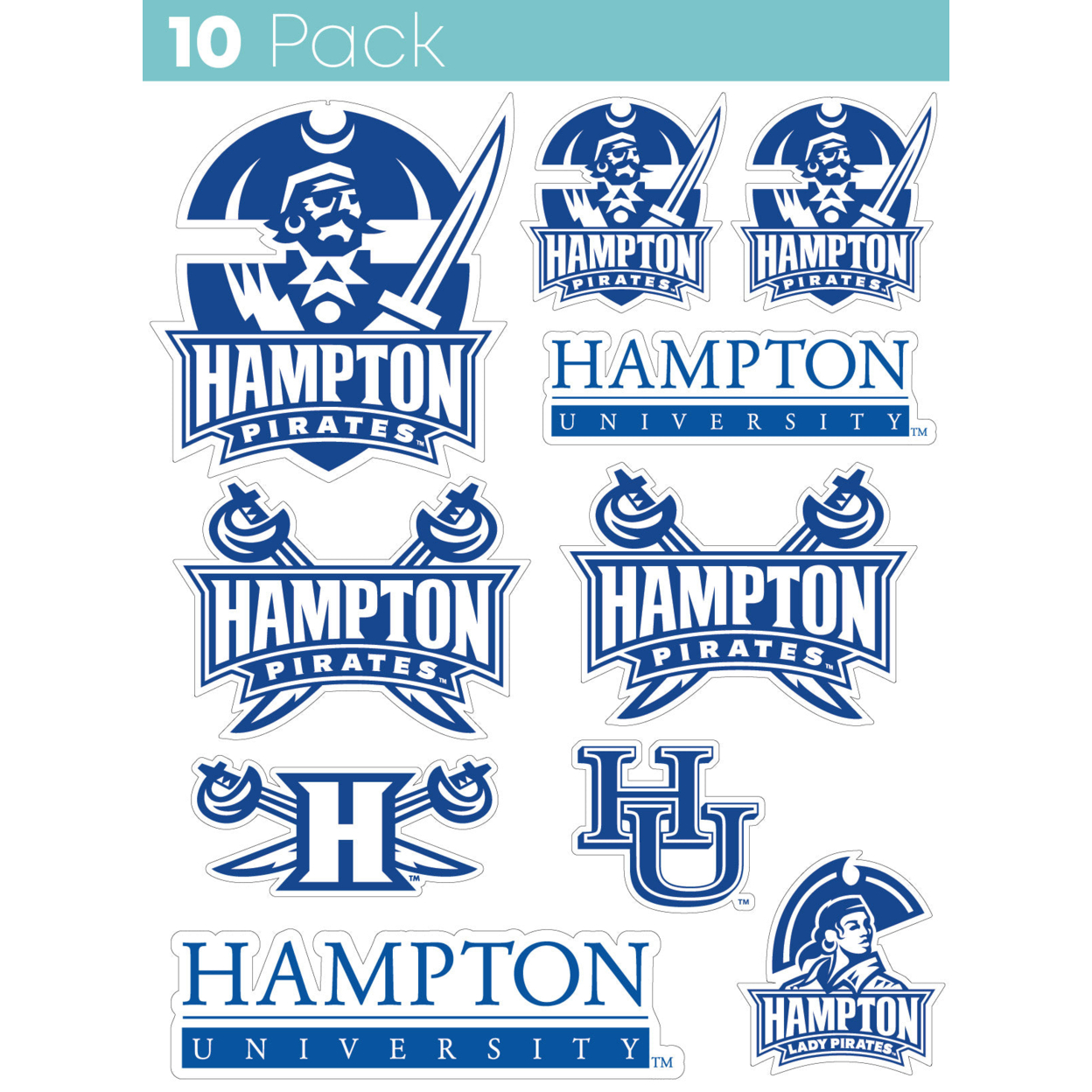 Hampton University 10 Pack Collegiate Vinyl Decal StickerÂ 