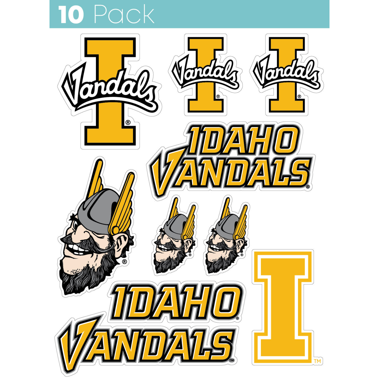 Idaho Vandals 10 Pack Collegiate Vinyl Decal StickerÂ 