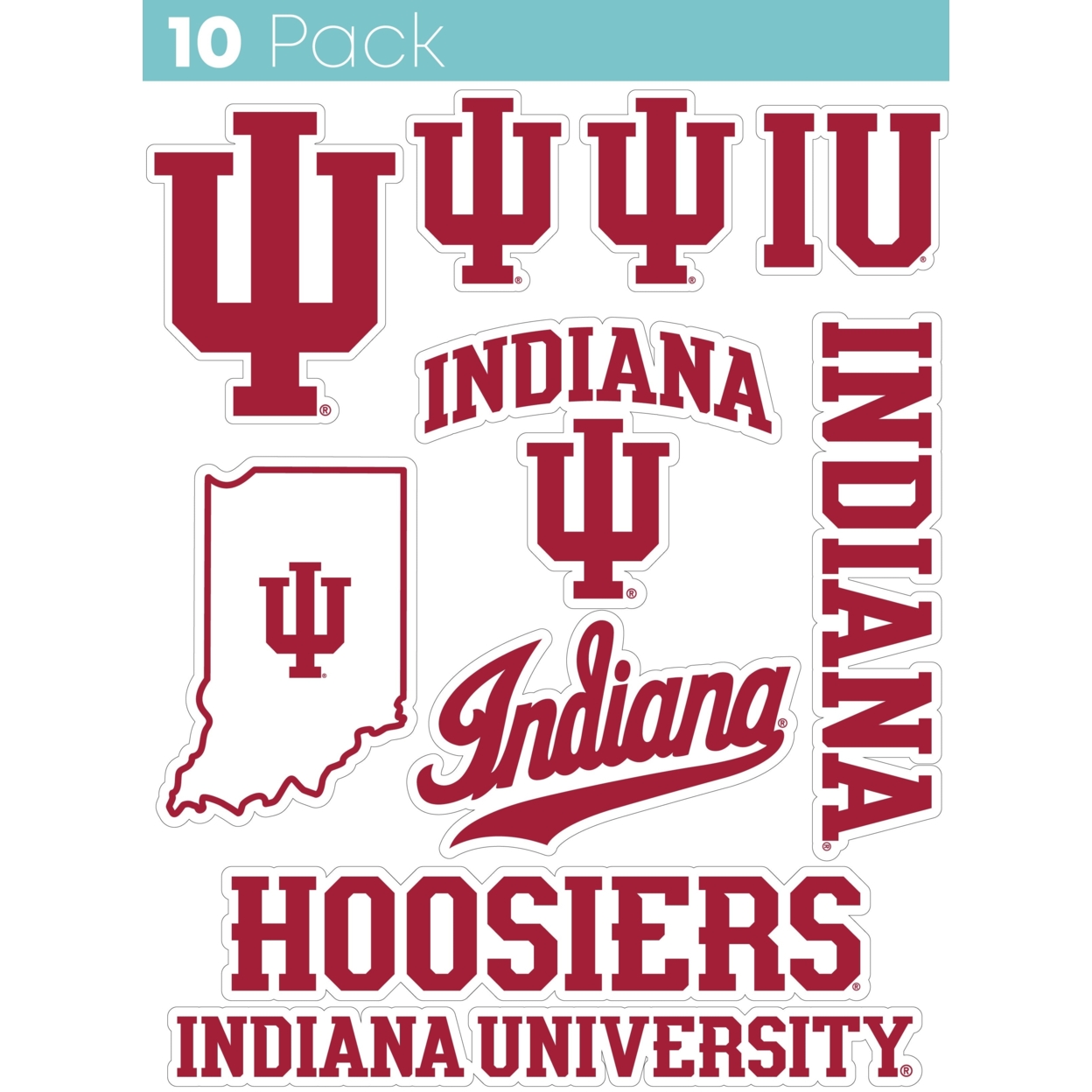 Indiana Hoosiers 10 Pack Collegiate Vinyl Decal StickerÂ 