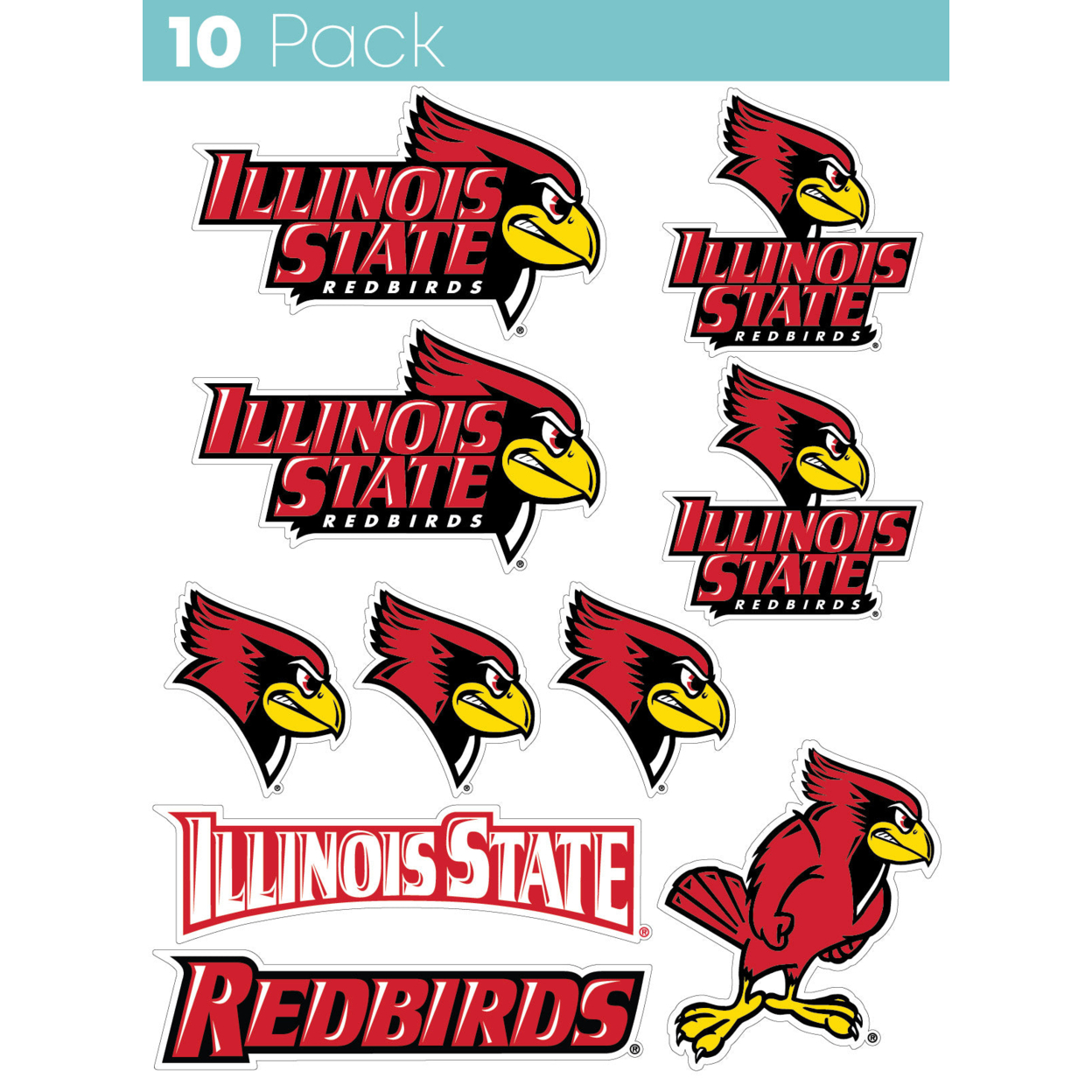 Illinois State Redbirds 10 Pack Collegiate Vinyl Decal StickerÂ 