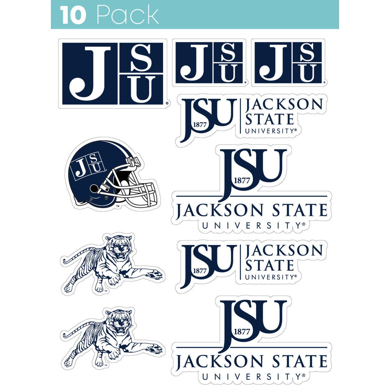 Jackson State University 10 Pack Collegiate Vinyl Decal StickerÂ 