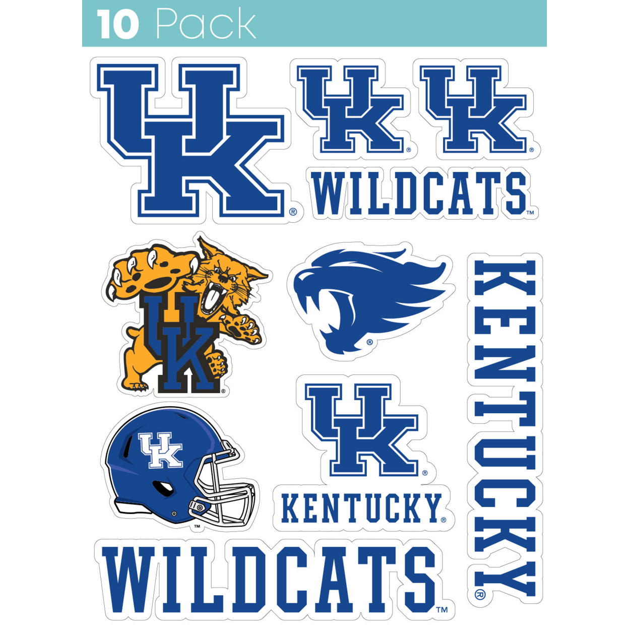 Kentucky Wildcats 10 Pack Collegiate Vinyl Decal StickerÂ 