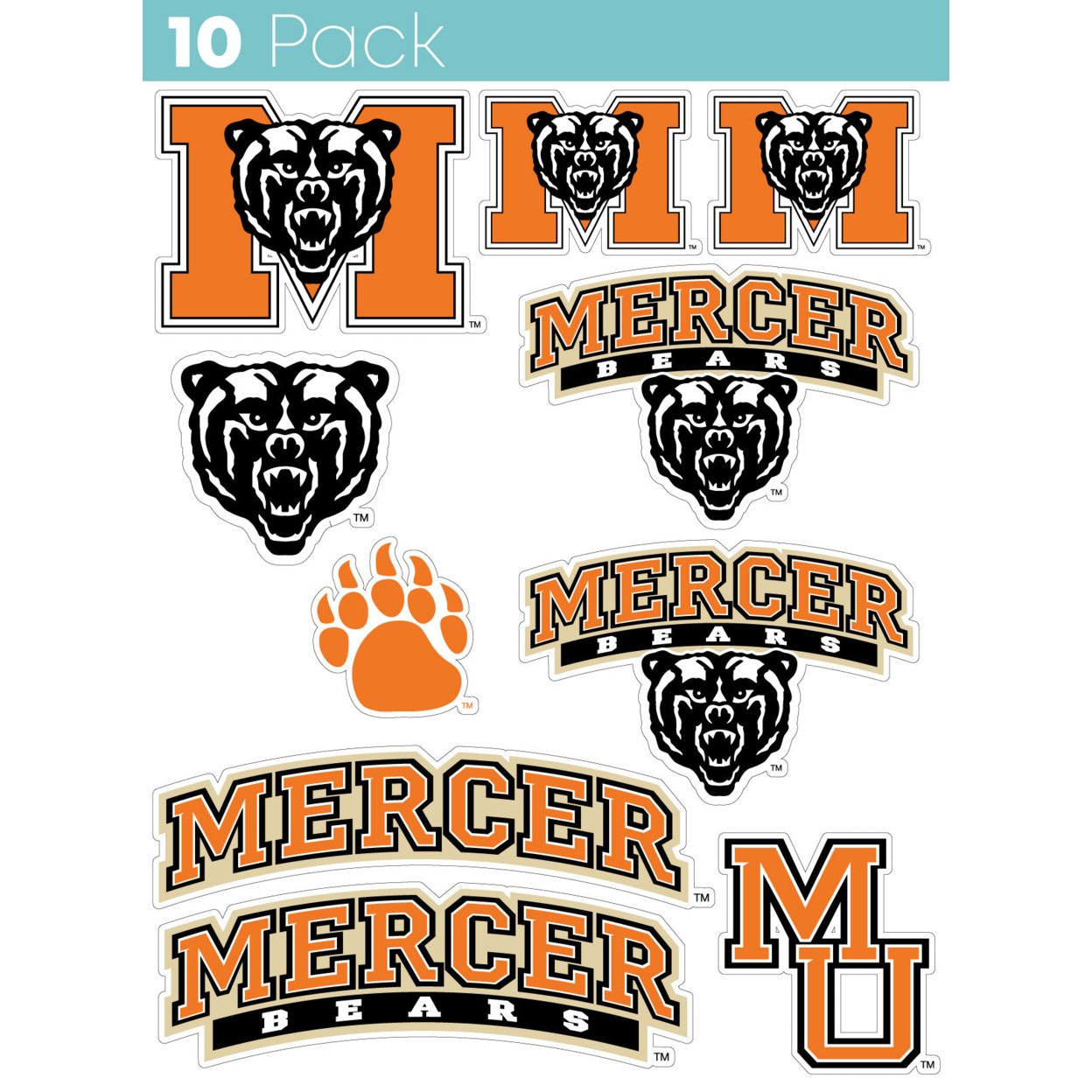 Mercer University 10 Pack Collegiate Vinyl Decal StickerÂ 