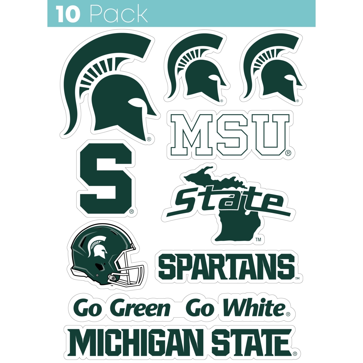 Michigan State Spartans 10 Pack Collegiate Vinyl Decal StickerÂ 