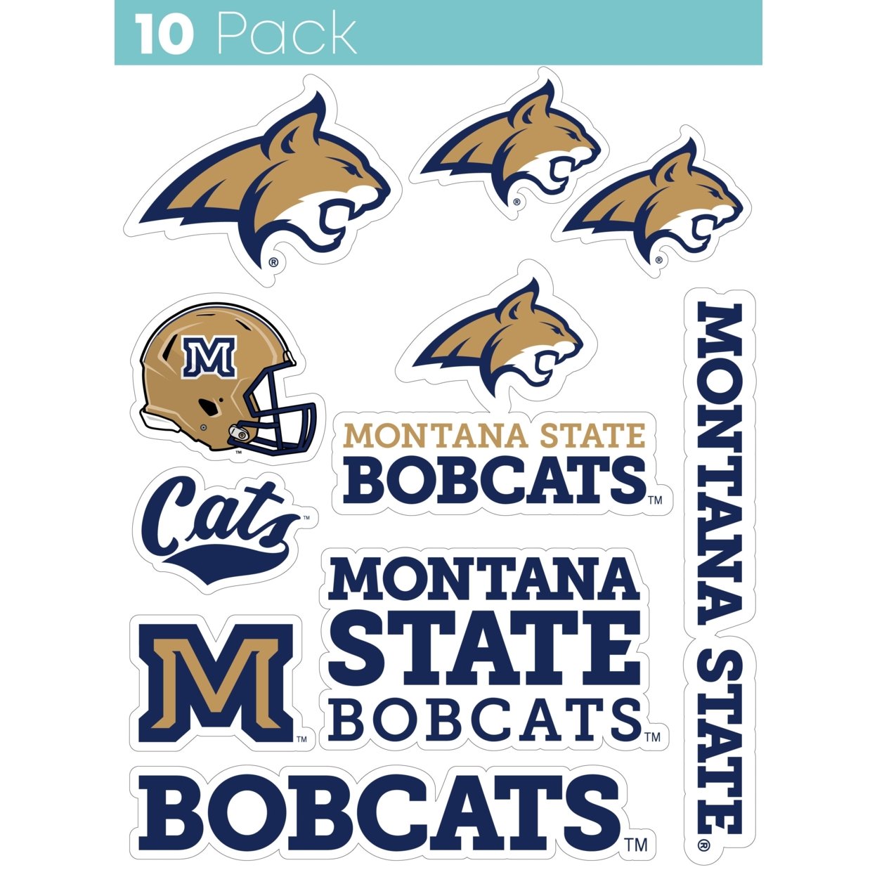 Montana State Bobcats 10 Pack Collegiate Vinyl Decal StickerÂ 