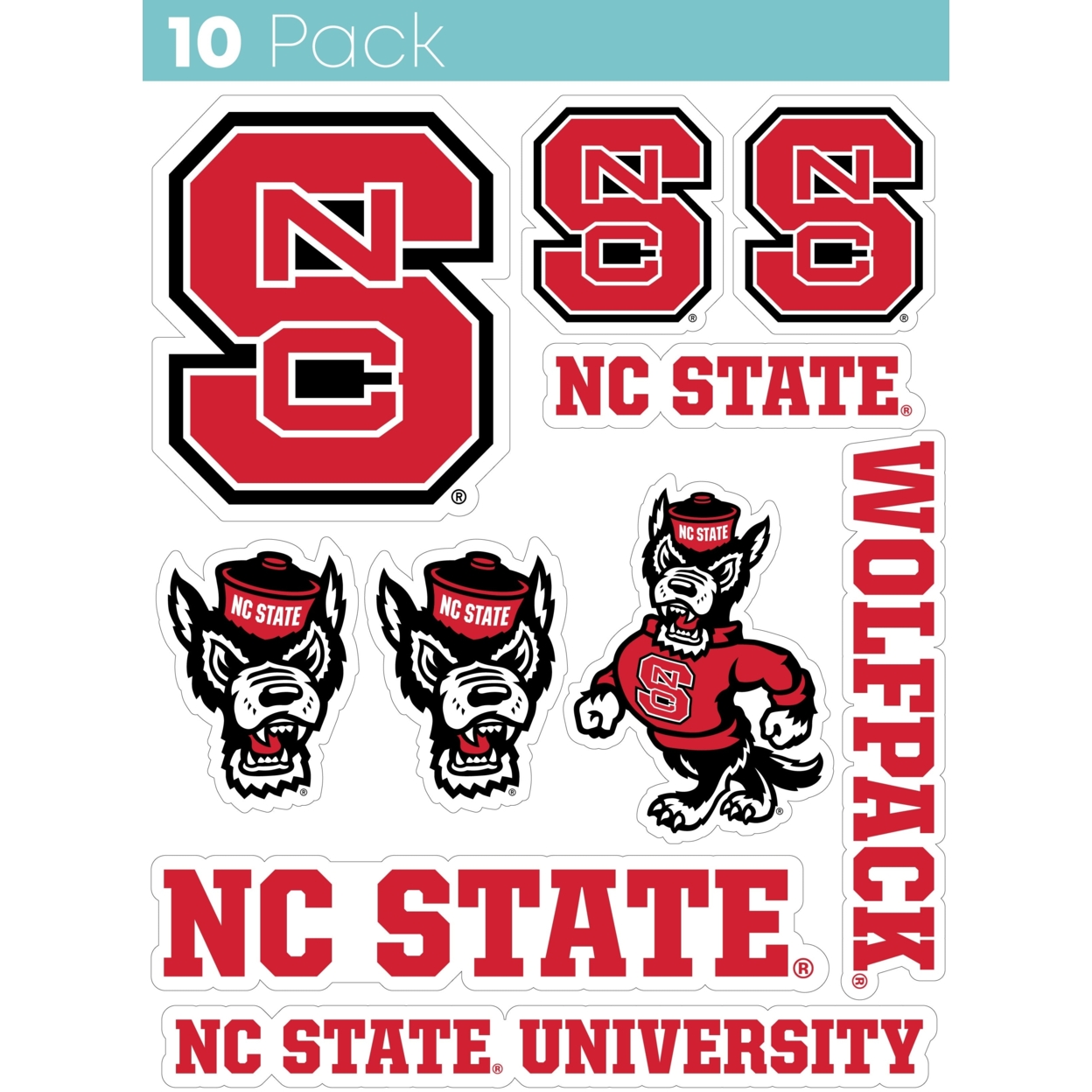 NC State Wolfpack 10 Pack Collegiate Vinyl Decal StickerÂ 