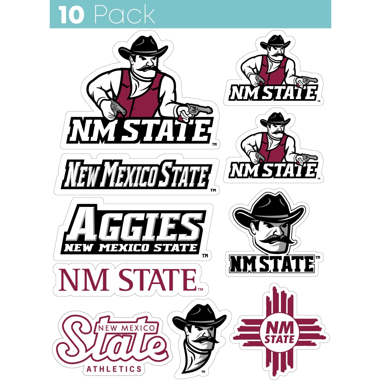 New Mexico State University Aggies 10 Pack Collegiate Vinyl Decal StickerÂ 