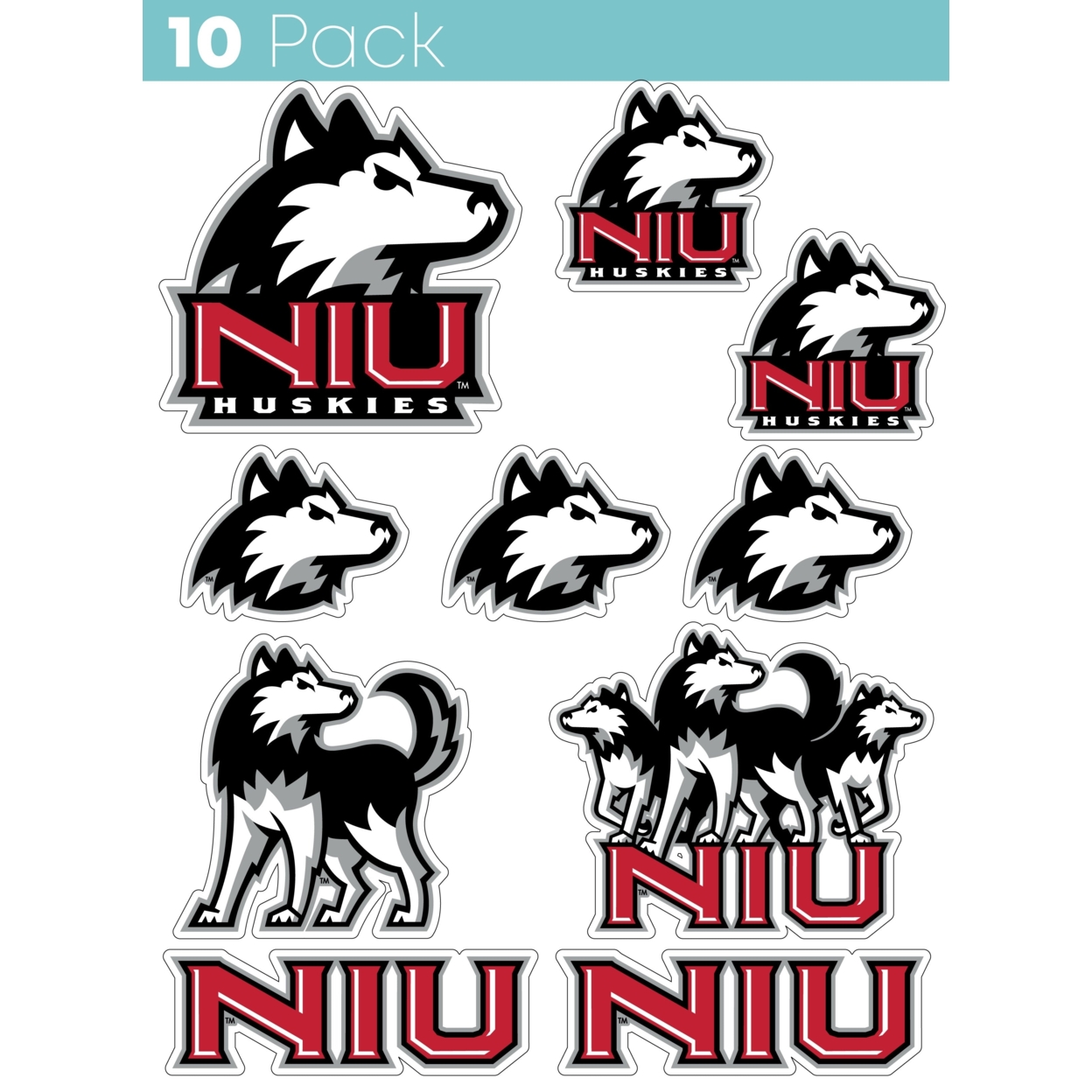 Northern Illinois Huskies 10 Pack Collegiate Vinyl Decal StickerÂ 