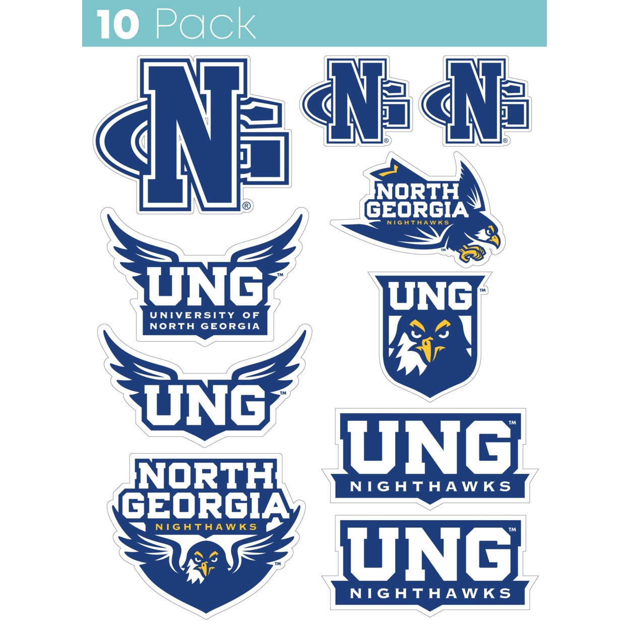 North Georgia Nighhawks 10 Pack Collegiate Vinyl Decal StickerÂ 