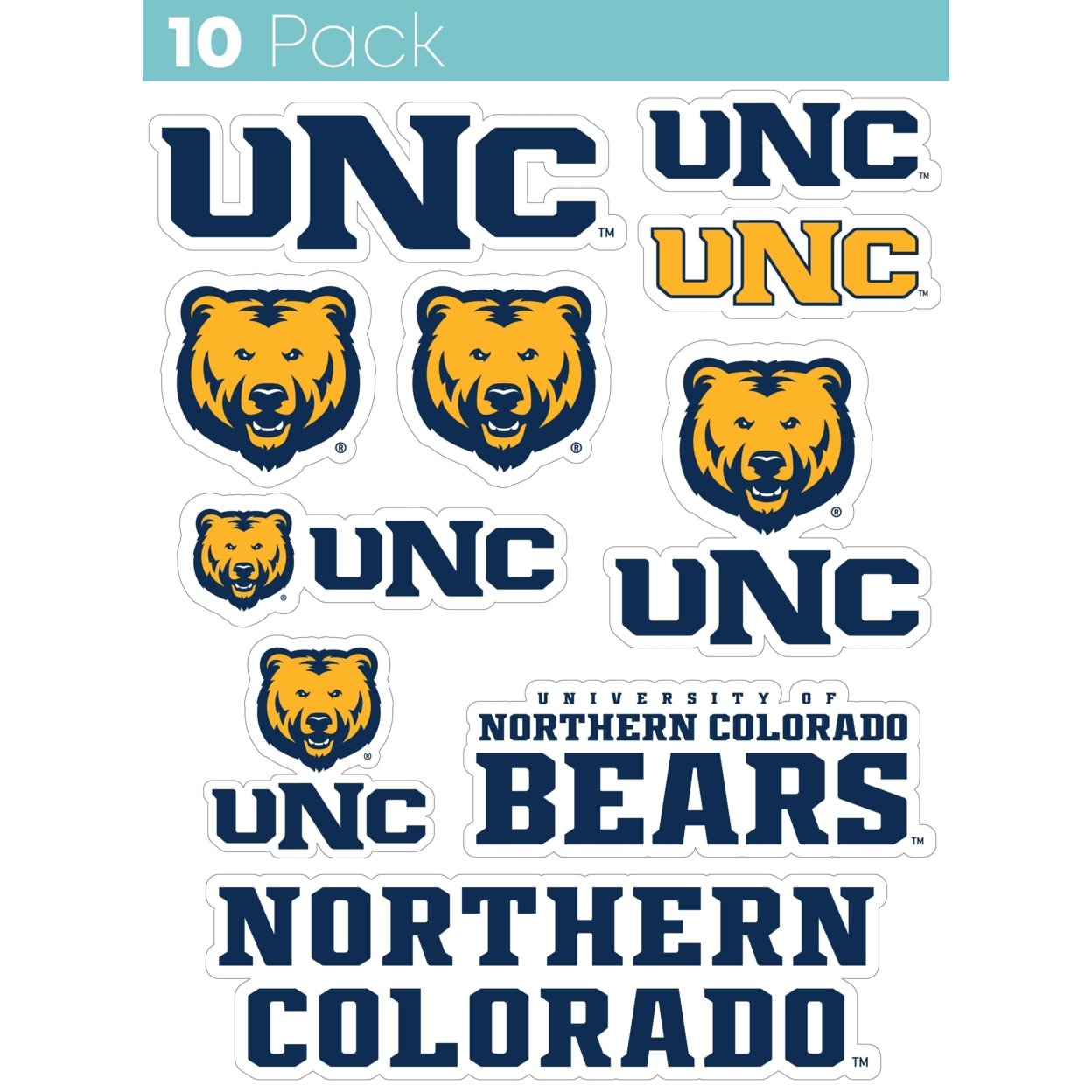 Northern Colorado Bears 10 Pack Collegiate Vinyl Decal StickerÂ 