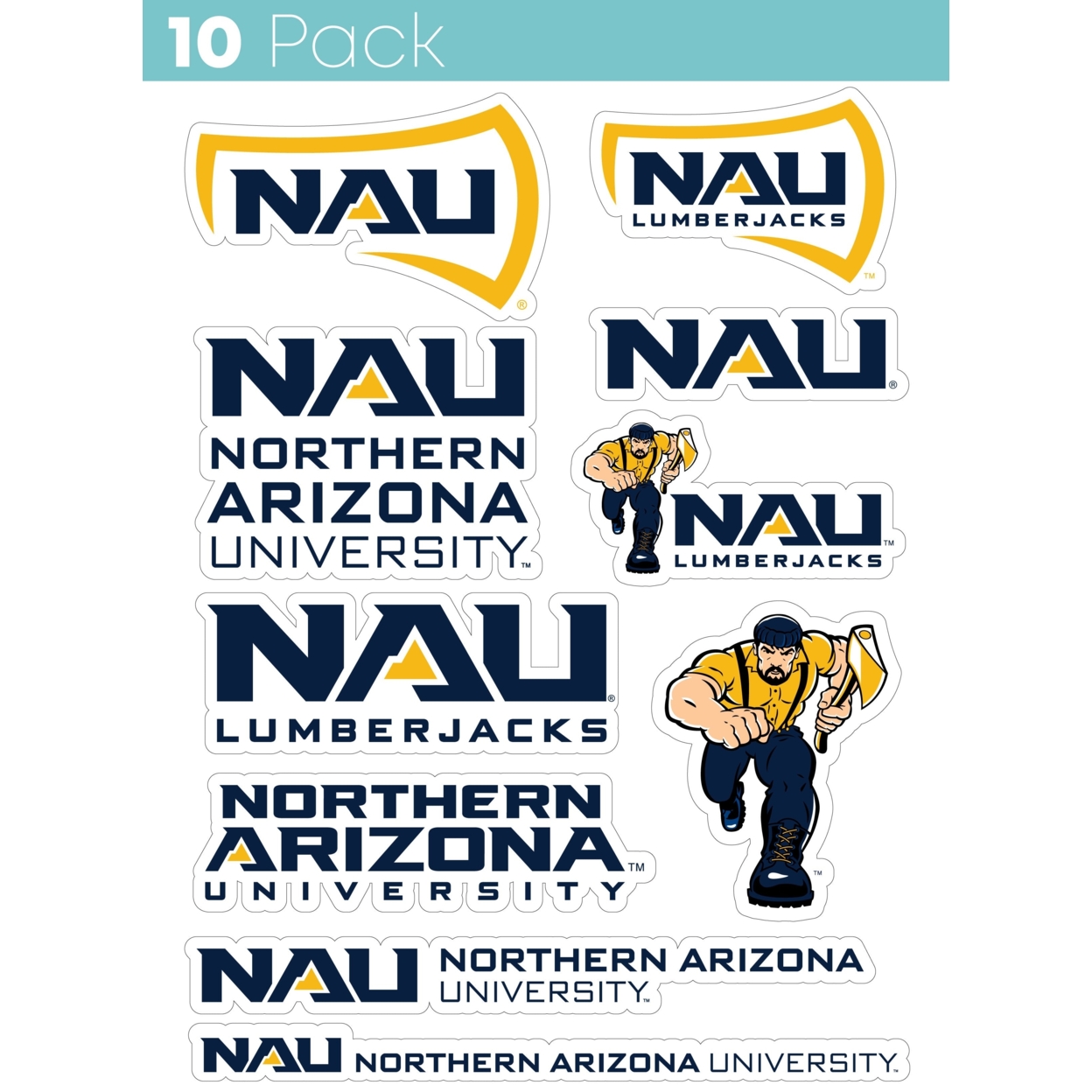 Northern Arizona University 10 Pack Collegiate Vinyl Decal StickerÂ 