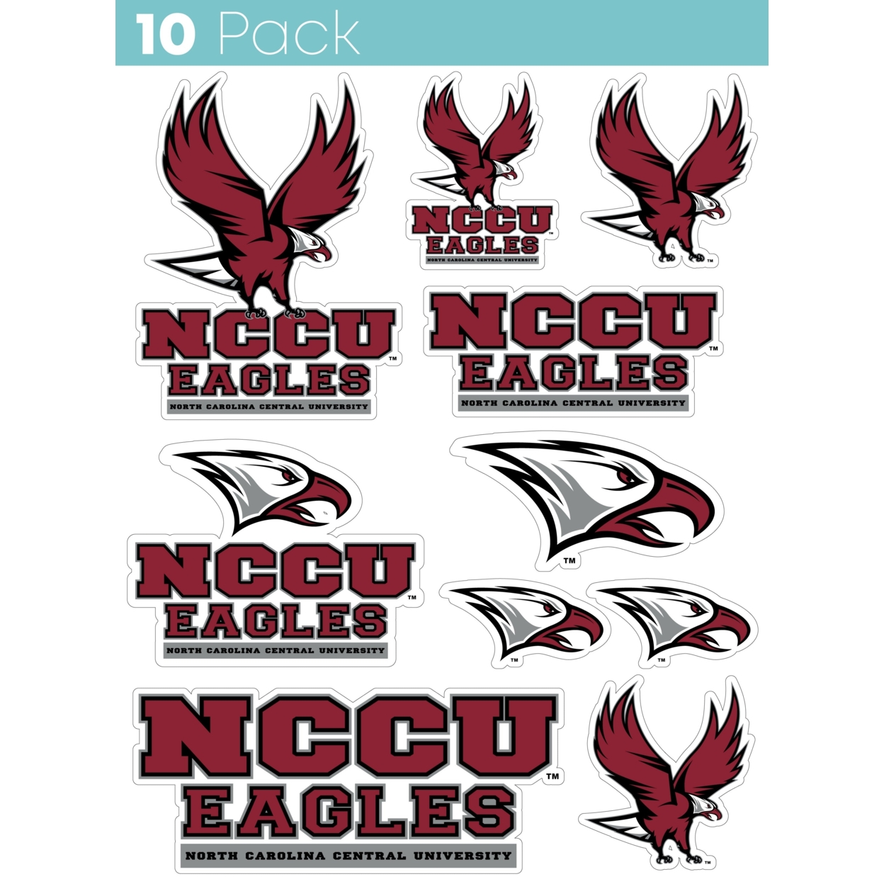 North Carolina Central Eagles 10 Pack Collegiate Vinyl Decal StickerÂ 