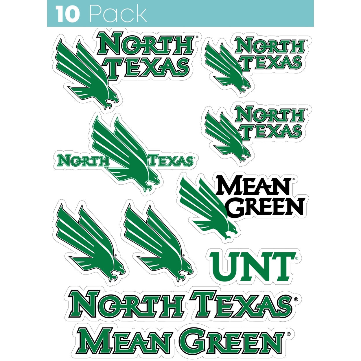 North Texas 10 Pack Collegiate Vinyl Decal StickerÂ 