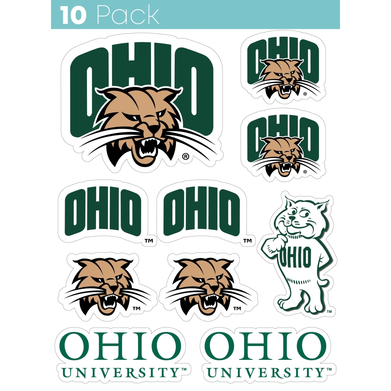 Ohio University 10 Pack Collegiate Vinyl Decal StickerÂ 