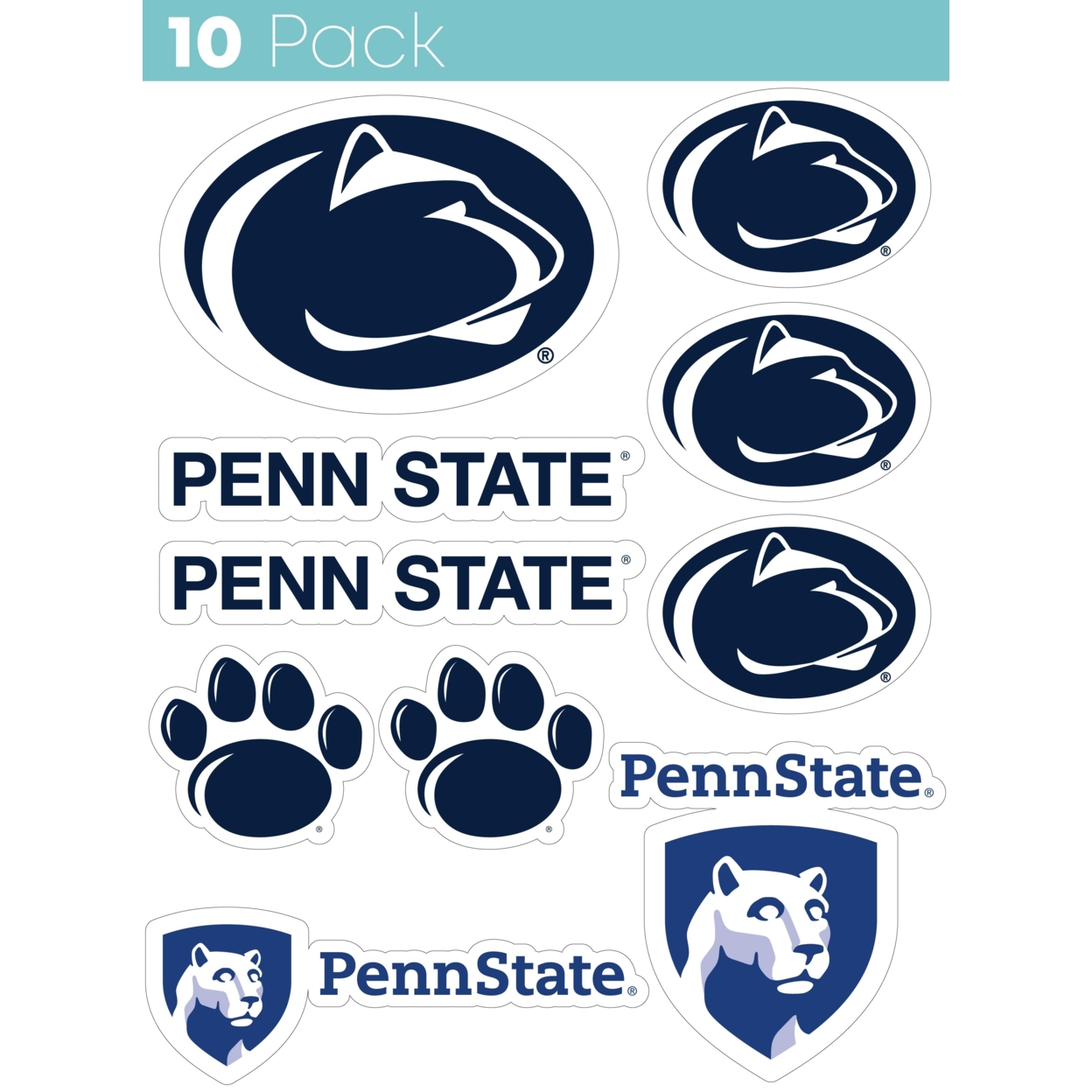Penn State Nittany Lions 10 Pack Collegiate Vinyl Decal StickerÂ 